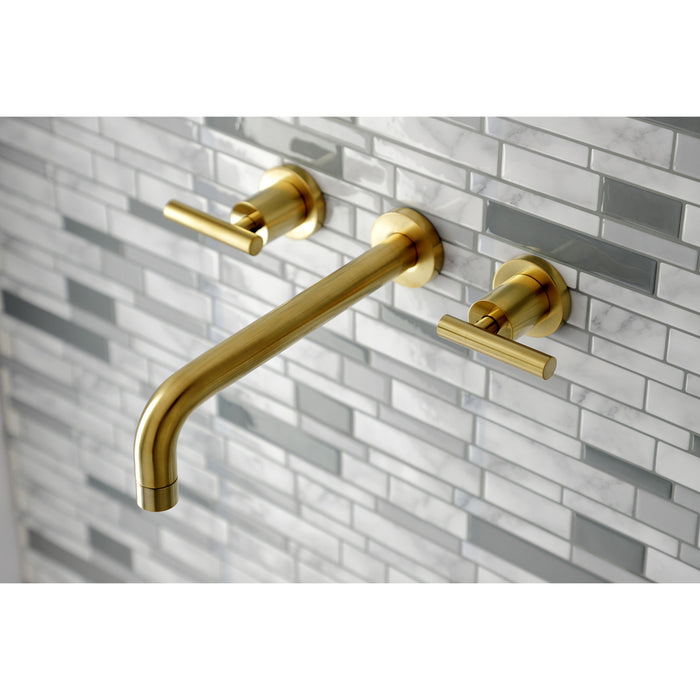 Kingston Sona KS8027CML - Manhattan Two-Handle 3-Hole Wall Mount Tub Faucet, Brushed Brass