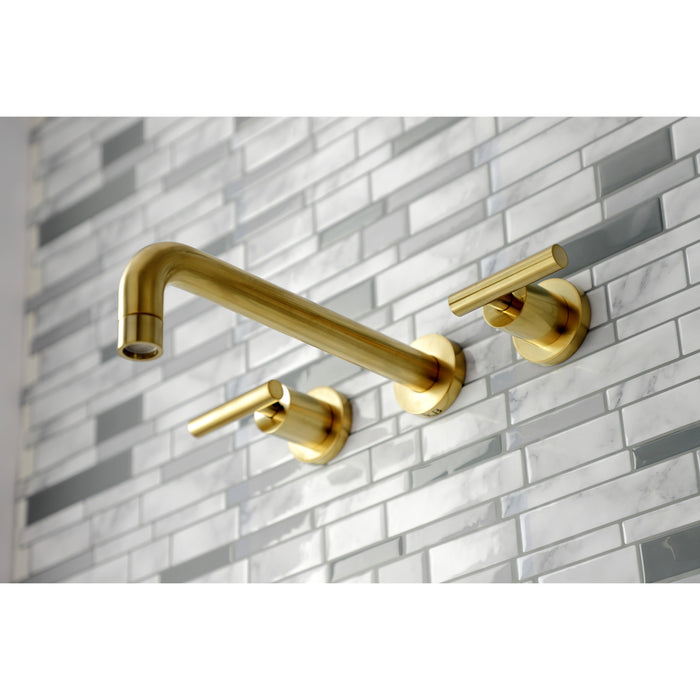 Kingston Sona KS8027CML - Manhattan Two-Handle 3-Hole Wall Mount Tub Faucet, Brushed Brass