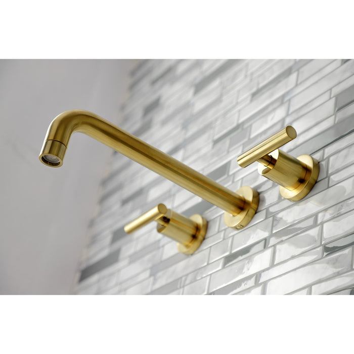 Kingston Sona KS8027CML - Manhattan Two-Handle 3-Hole Wall Mount Tub Faucet, Brushed Brass