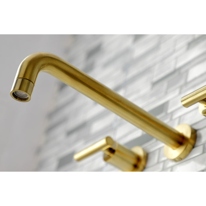 Kingston Sona KS8027CML - Manhattan Two-Handle 3-Hole Wall Mount Tub Faucet, Brushed Brass
