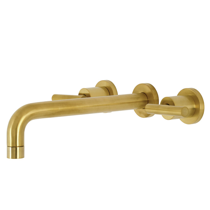 Kingston Sona KS8027CML - Manhattan Two-Handle 3-Hole Wall Mount Tub Faucet, Brushed Brass