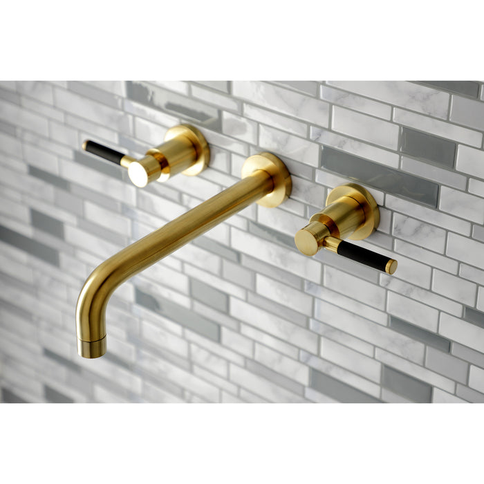 Kingston Sona KS8027DKL - Kaiser Two-Handle 3-Hole Wall Mount Tub Faucet, Brushed Brass