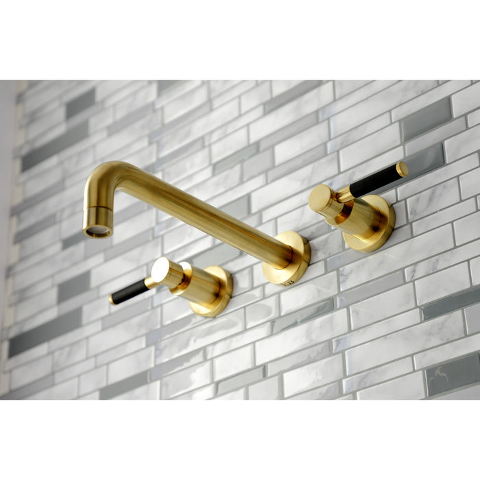 Kingston Sona KS8027DKL - Kaiser Two-Handle 3-Hole Wall Mount Tub Faucet, Brushed Brass