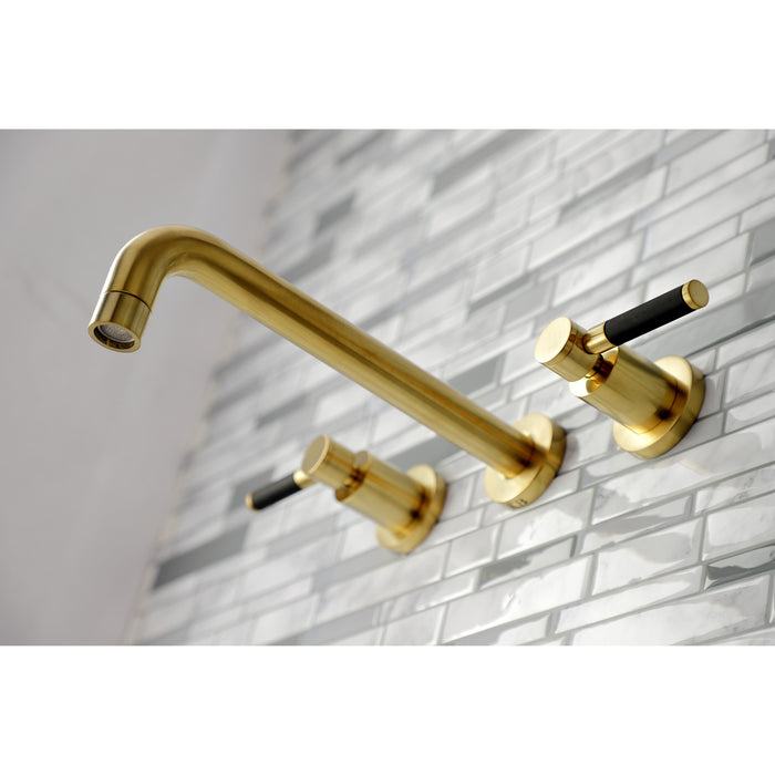 Kingston Sona KS8027DKL - Kaiser Two-Handle 3-Hole Wall Mount Tub Faucet, Brushed Brass
