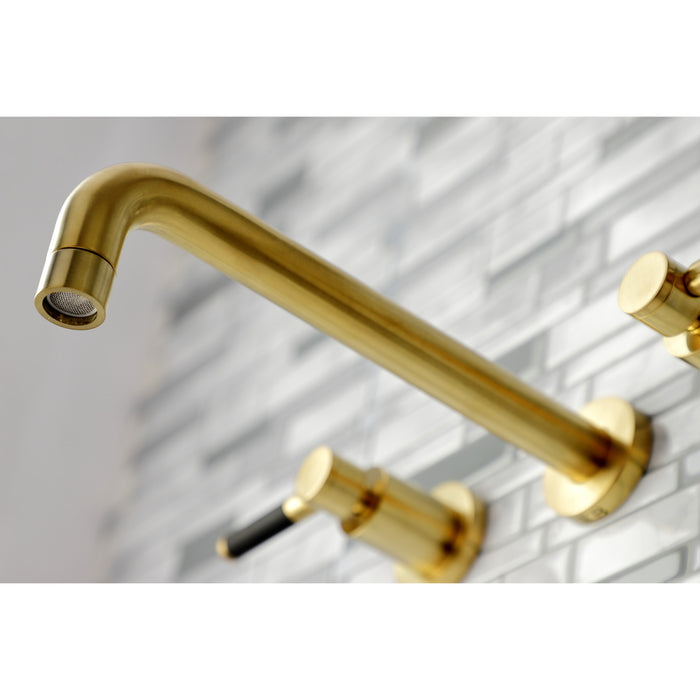 Kingston Sona KS8027DKL - Kaiser Two-Handle 3-Hole Wall Mount Tub Faucet, Brushed Brass