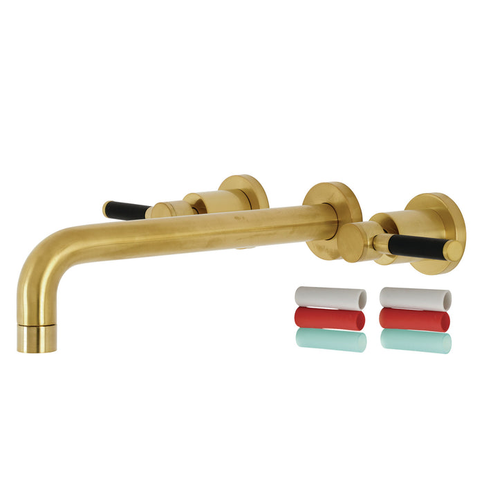Kingston Sona KS8027DKL - Kaiser Two-Handle 3-Hole Wall Mount Tub Faucet, Brushed Brass