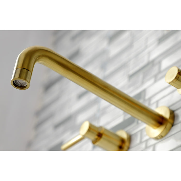 Kingston Sona KS8027DL - Concord Two-Handle 3-Hole Wall Mount Roman Tub Faucet, Brushed Brass