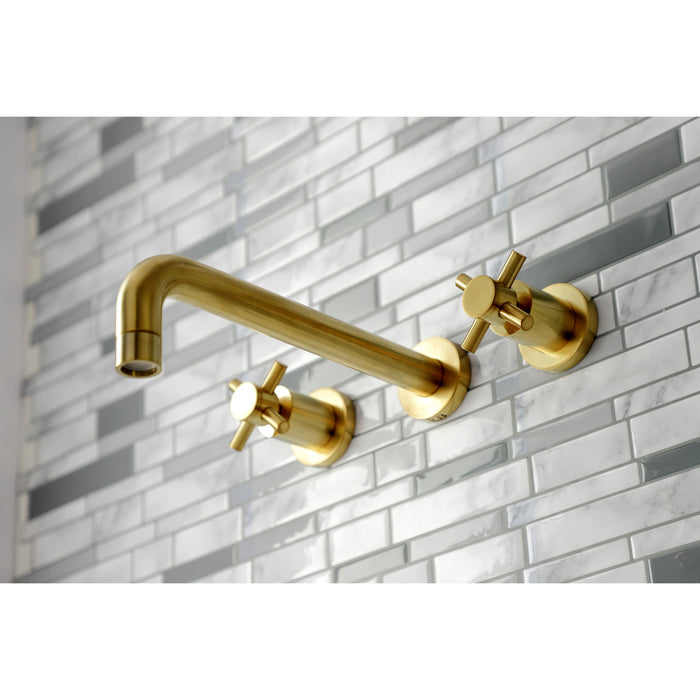 Kingston Sona KS8027DX - Concord Two-Handle 3-Hole Wall Mount Roman Tub Faucet, Brushed Brass