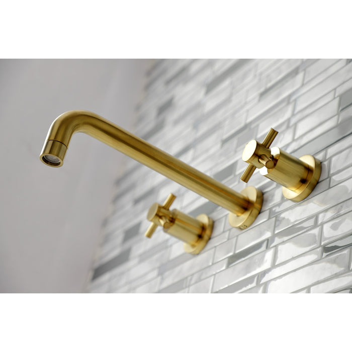 Kingston Sona KS8027DX - Concord Two-Handle 3-Hole Wall Mount Roman Tub Faucet, Brushed Brass