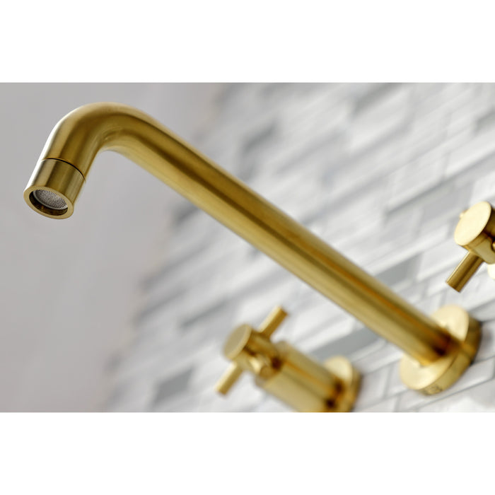 Kingston Sona KS8027DX - Concord Two-Handle 3-Hole Wall Mount Roman Tub Faucet, Brushed Brass