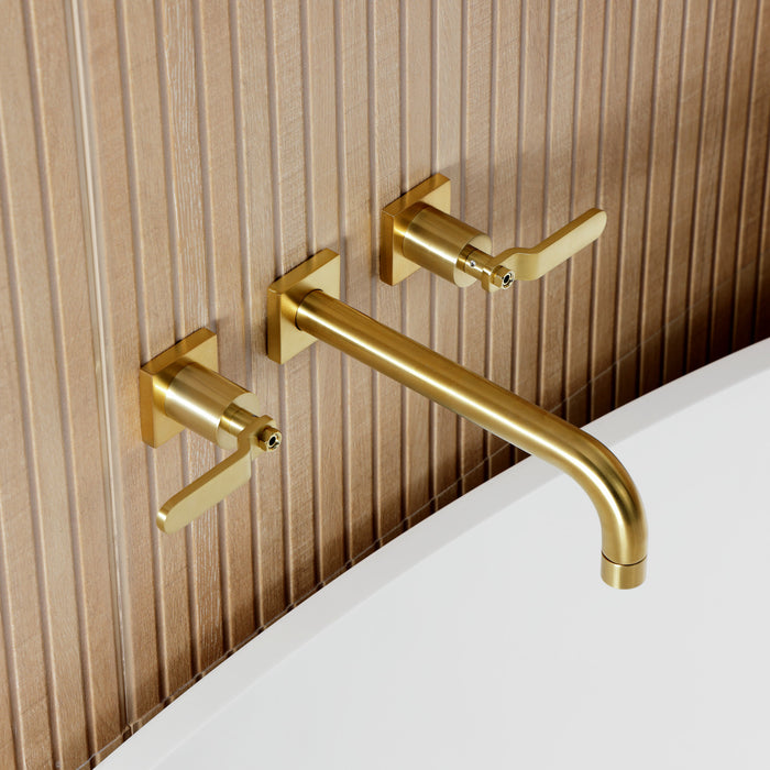 Kingston Sona KS8027KL - Whitaker Two-Handle 3-Hole Wall Mount Roman Tub Faucet, Brushed Brass