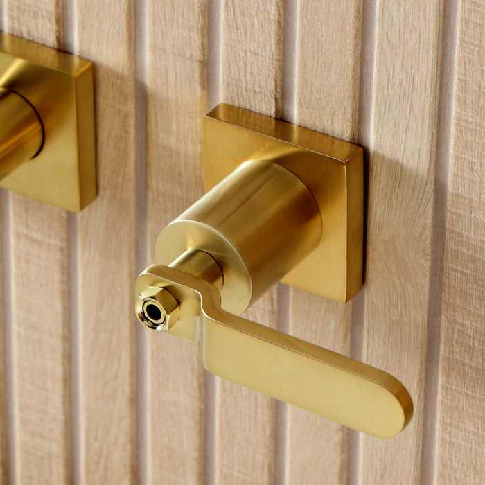 Kingston Sona KS8027KL - Whitaker Two-Handle 3-Hole Wall Mount Roman Tub Faucet, Brushed Brass