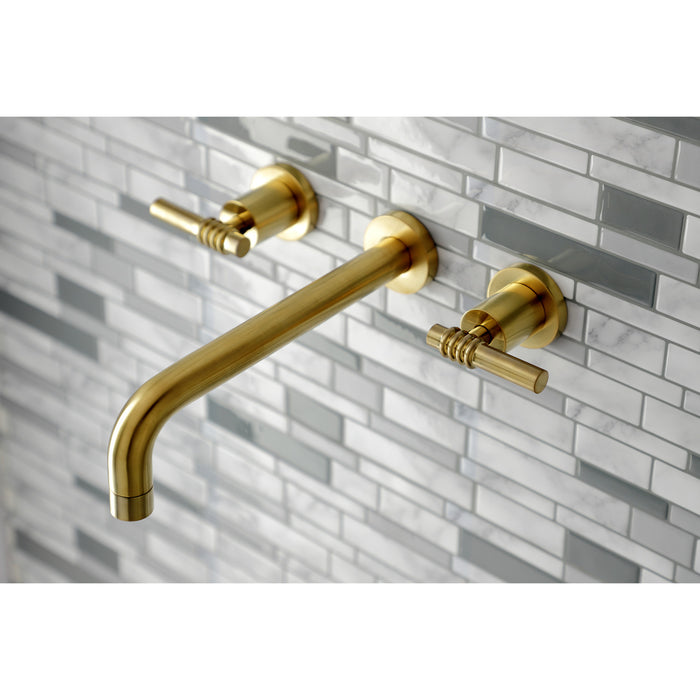 Kingston Sona KS8027ML - Milano Two-Handle 3-Hole Wall Mount Tub Faucet, Brushed Brass