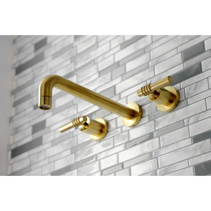 Kingston Sona KS8027ML - Milano Two-Handle 3-Hole Wall Mount Tub Faucet, Brushed Brass