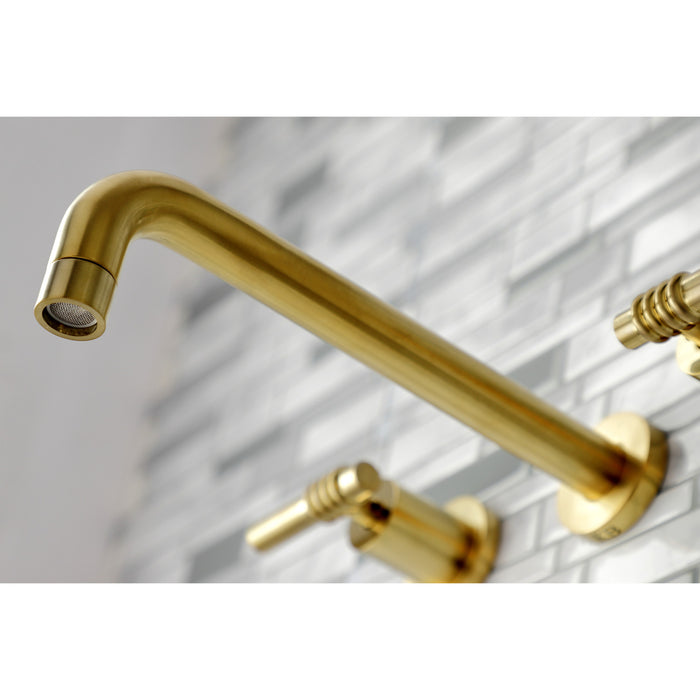 Kingston Sona KS8027ML - Milano Two-Handle 3-Hole Wall Mount Tub Faucet, Brushed Brass