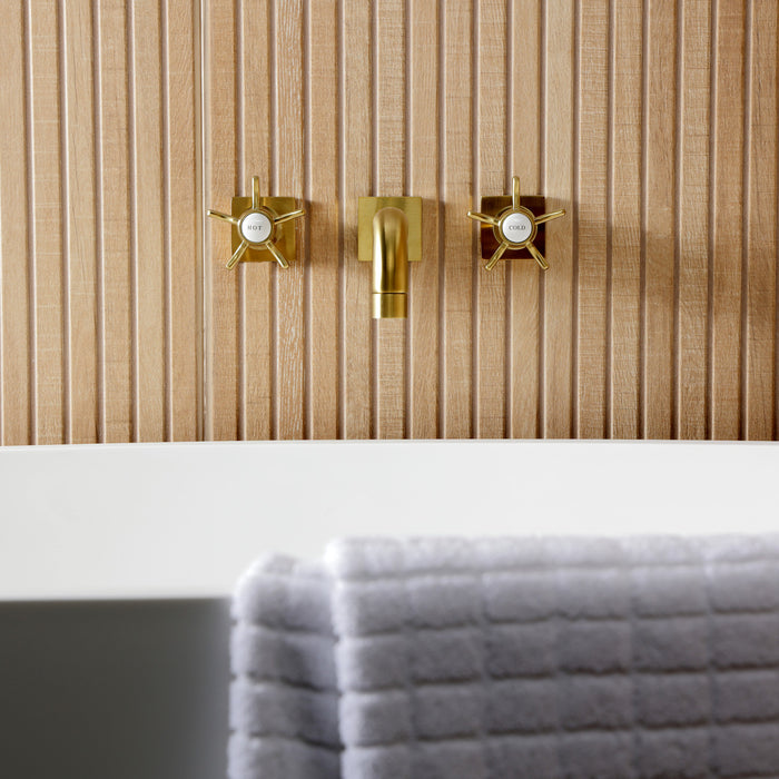 Kingston Sona KS8027NX - Hamilton Two-Handle 3-Hole Wall Mount Roman Tub Faucet, Brushed Brass