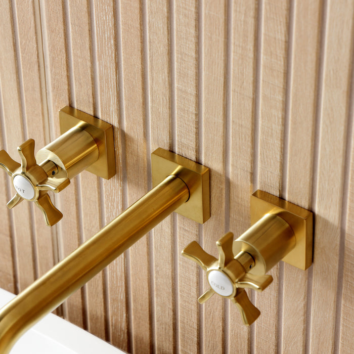 Kingston Sona KS8027NX - Hamilton Two-Handle 3-Hole Wall Mount Tub Faucet, Brushed Brass