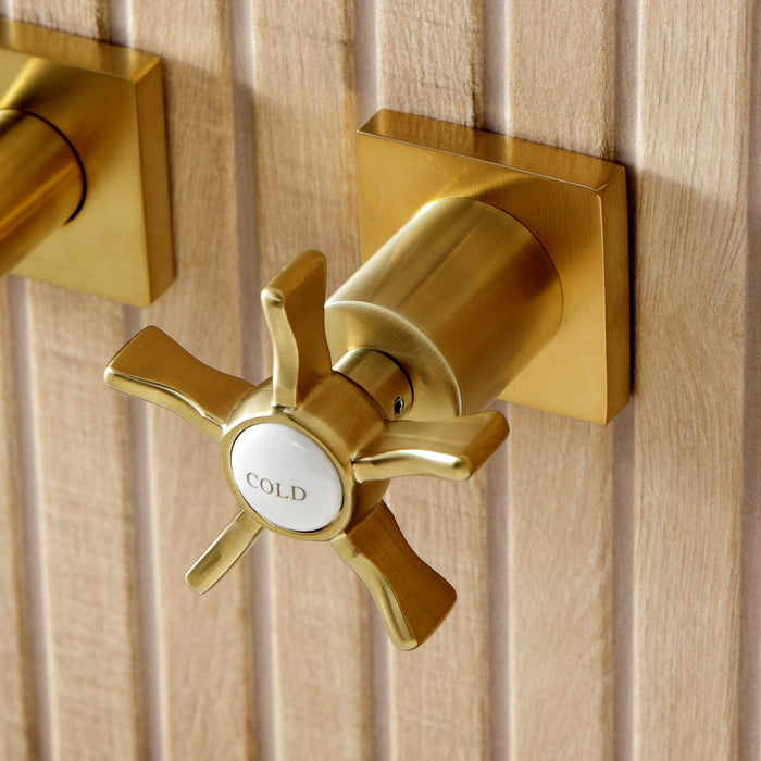 Kingston Sona KS8027NX - Hamilton Two-Handle 3-Hole Wall Mount Roman Tub Faucet, Brushed Brass