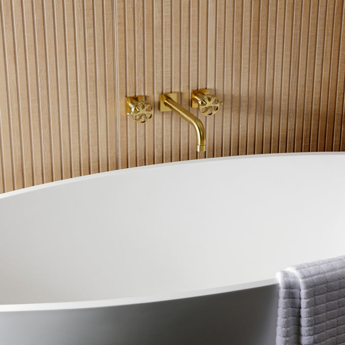 Kingston Sona KS8027RX - Belknap Two-Handle 3-Hole Wall Mount Tub Faucet, Brushed Brass