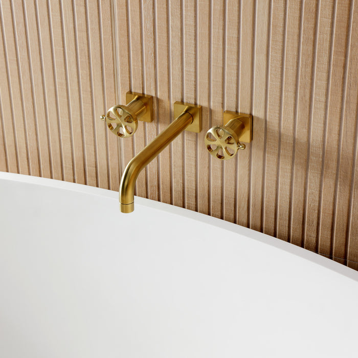 Kingston Sona KS8027RX - Belknap Two-Handle 3-Hole Wall Mount Tub Faucet, Brushed Brass