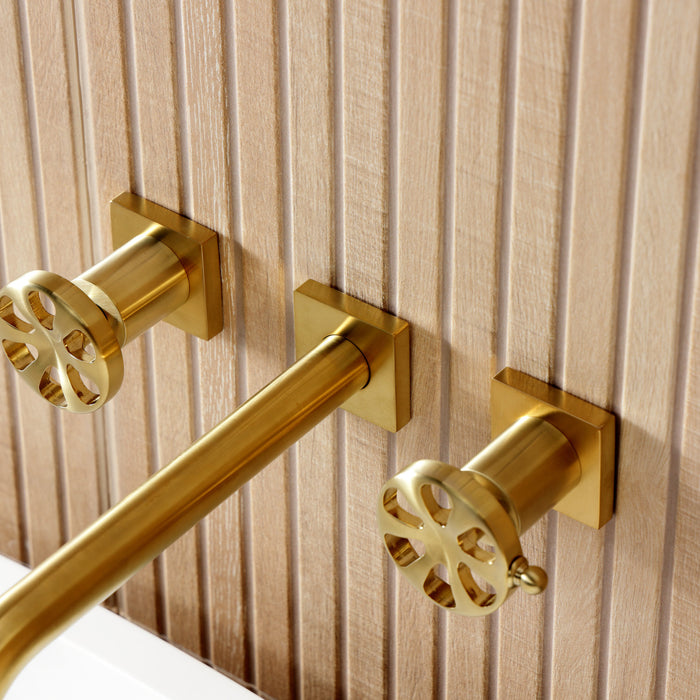 Kingston Sona KS8027RX - Belknap Two-Handle 3-Hole Wall Mount Tub Faucet, Brushed Brass