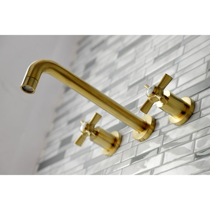 Kingston Sona KS8027ZX - Millennium Two-Handle 3-Hole Wall Mount Tub Faucet, Brushed Brass