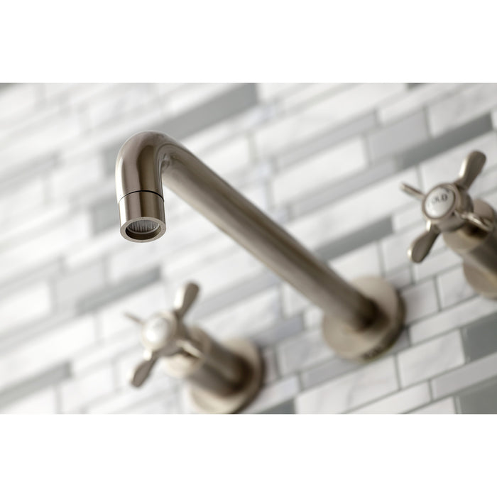 Kingston Tulare KS8028BEX - Essex Two-Handle 3-Hole Wall Mount Tub Faucet, Brushed Nickel