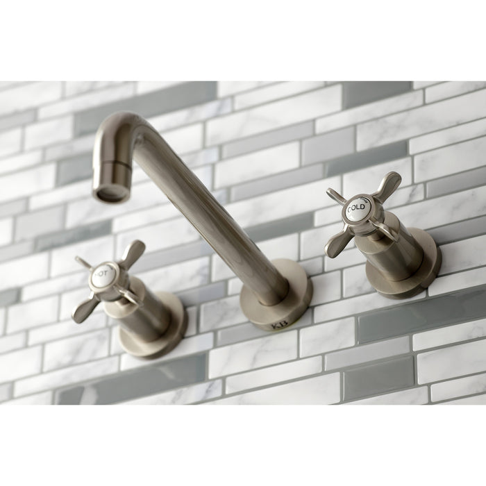 Kingston Tulare KS8028BEX - Essex Two-Handle 3-Hole Wall Mount Tub Faucet, Brushed Nickel