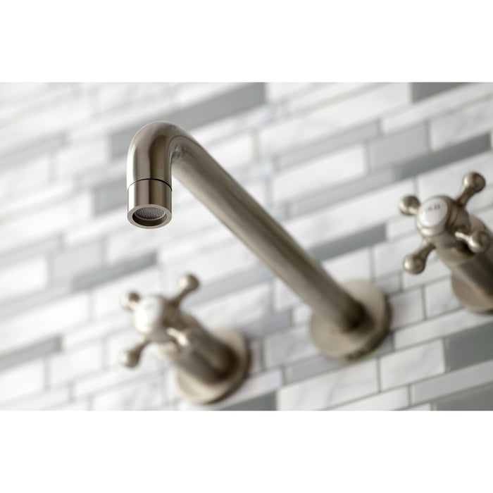 Kingston Tulare KS8028BX - Metropolitan Two-Handle 3-Hole Wall Mount Tub Faucet, Brushed Nickel