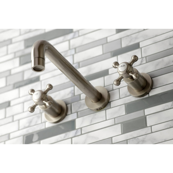 Kingston Tulare KS8028BX - Metropolitan Two-Handle 3-Hole Wall Mount Tub Faucet, Brushed Nickel