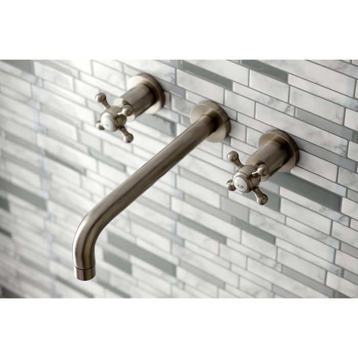 Kingston Tulare KS8028BX - Metropolitan Two-Handle 3-Hole Wall Mount Tub Faucet, Brushed Nickel