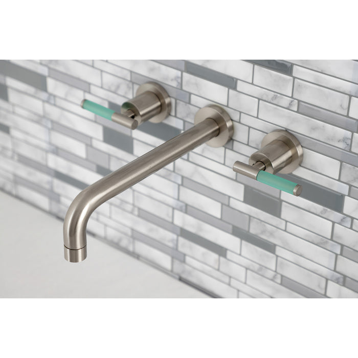 Kingston Sona KS8028CKL - Kaiser Two-Handle 3-Hole Wall Mount Tub Faucet, Brushed Nickel