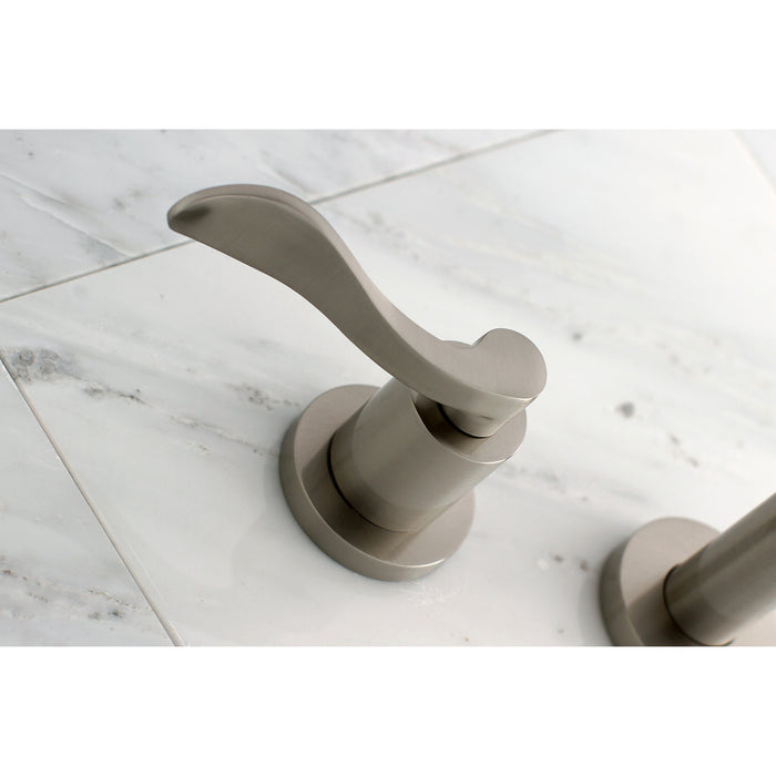 Kingston Tulare KS8028DFL - NuWave Two-Handle 3-Hole Wall Mount Tub Faucet, Brushed Nickel