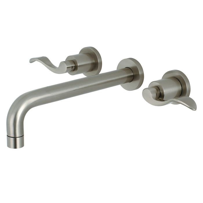 Kingston Tulare KS8028DFL - NuWave Two-Handle 3-Hole Wall Mount Tub Faucet, Brushed Nickel