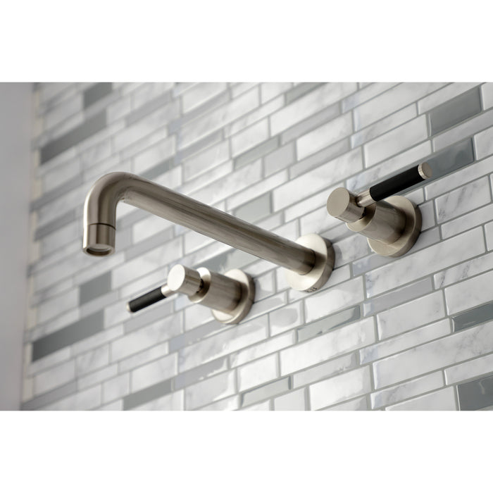Kingston Sona KS8028DKL - Kaiser Two-Handle 3-Hole Wall Mount Tub Faucet, Brushed Nickel