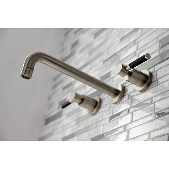 Kingston Sona KS8028DKL - Kaiser Two-Handle 3-Hole Wall Mount Tub Faucet, Brushed Nickel