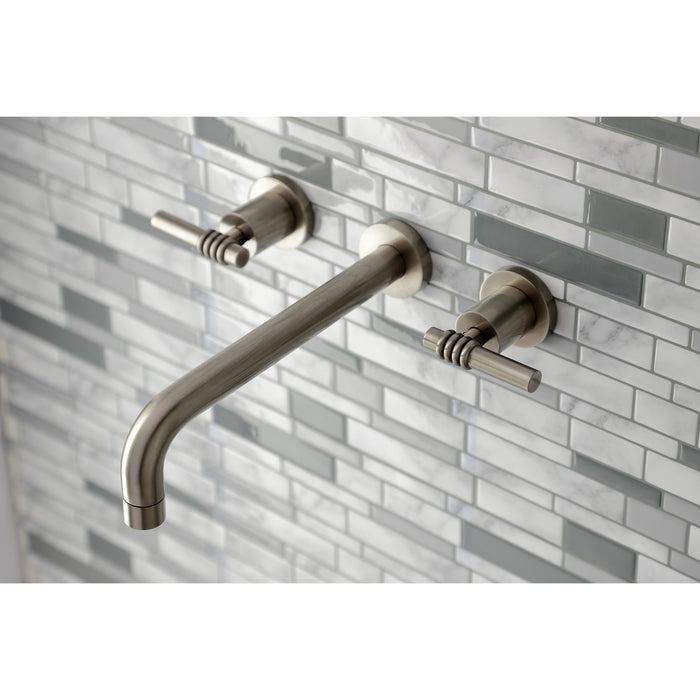 Kingston Sona KS8028ML - Milano Two-Handle 3-Hole Wall Mount Tub Faucet, Brushed Nickel