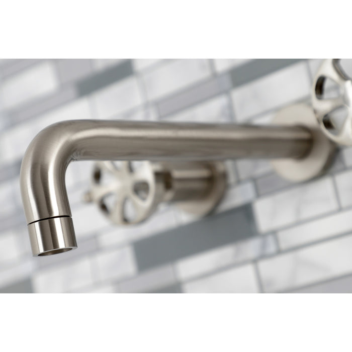 Kingston Sona KS8028RX - Belknap Two-Handle 3-Hole Wall Mount Tub Faucet, Brushed Nickel