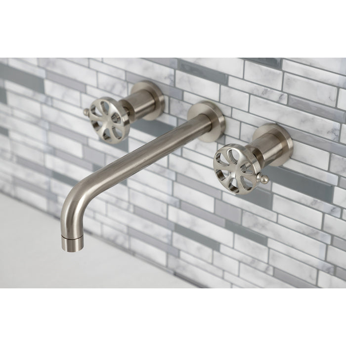 Kingston Sona KS8028RX - Belknap Two-Handle 3-Hole Wall Mount Tub Faucet, Brushed Nickel