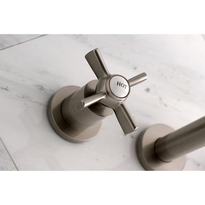 Kingston Sona KS8028ZX - Millennium Two-Handle 3-Hole Wall Mount Tub Faucet, Brushed Nickel