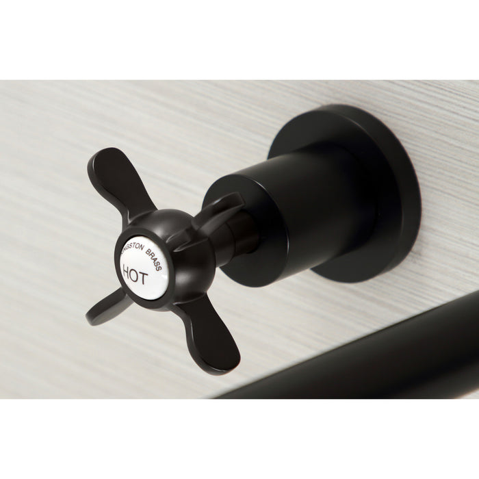 Kingston Sona KS8040BEX - Essex Two-Handle 3-Hole Wall Mount Tub Faucet, Matte Black