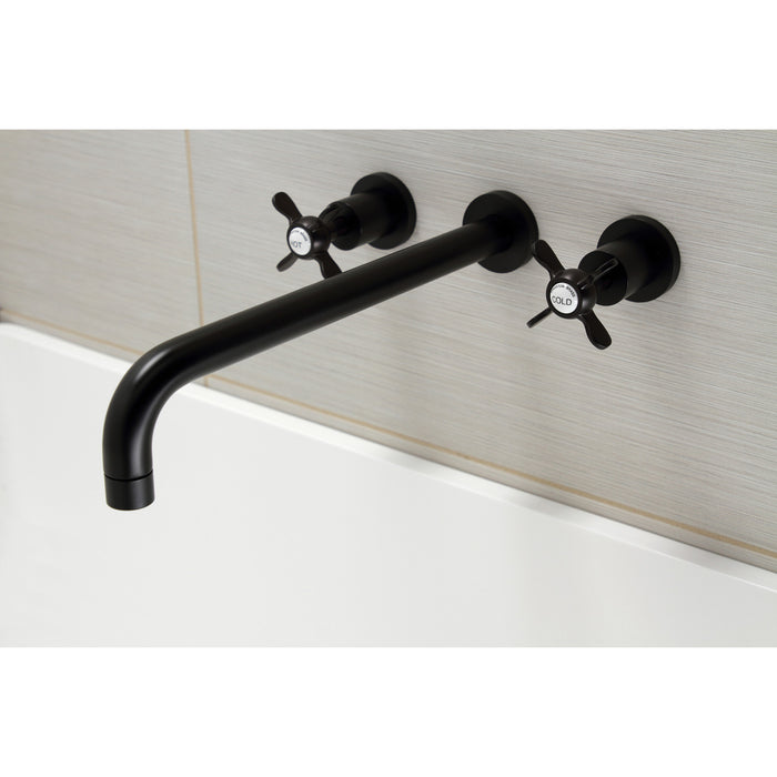 Kingston Sona KS8040BEX - Essex Two-Handle 3-Hole Wall Mount Tub Faucet, Matte Black