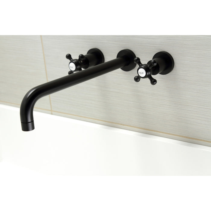 Kingston Tulare KS8040BX - Metropolitan Two-Handle 3-Hole Wall Mount Tub Faucet, Matte Black
