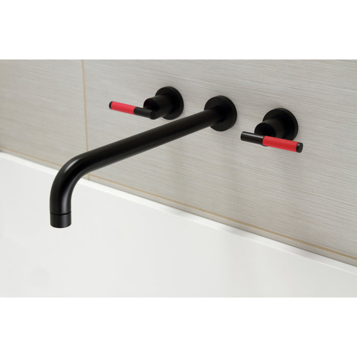 Kingston Sona KS8040CKL - Kaiser Two-Handle 3-Hole Wall Mount Tub Faucet, Matte Black