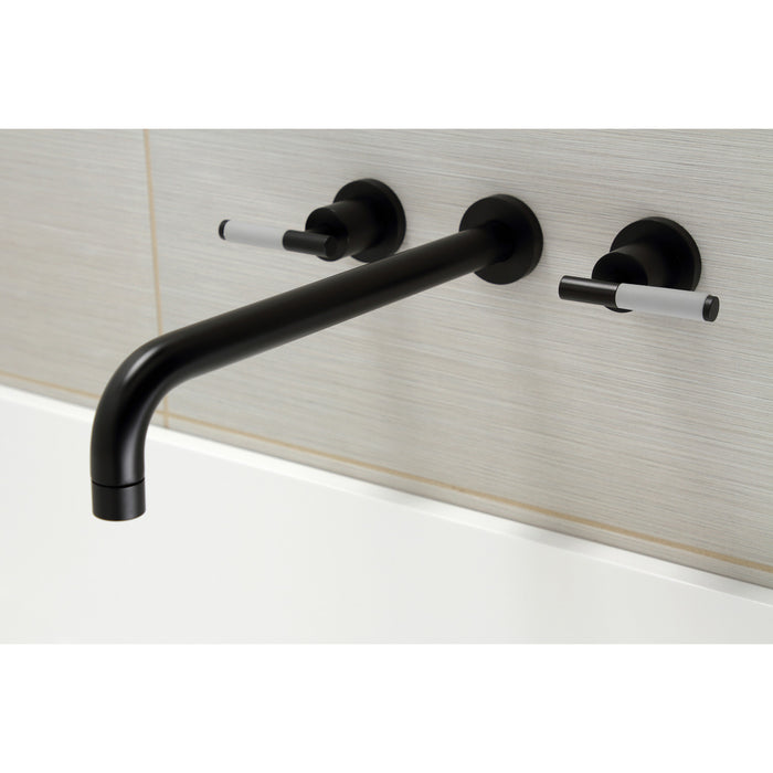 Kingston Sona KS8040CKL - Kaiser Two-Handle 3-Hole Wall Mount Tub Faucet, Matte Black