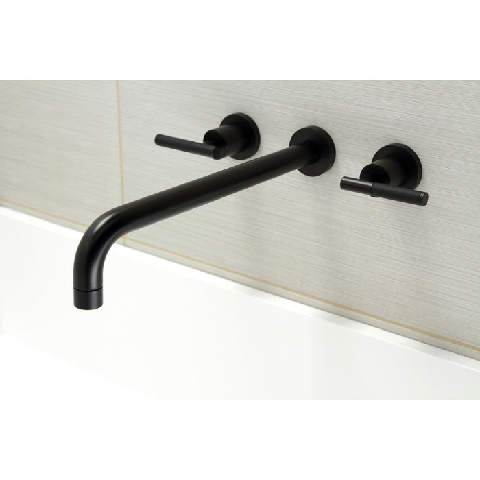 Kingston Sona KS8040CKL - Kaiser Two-Handle 3-Hole Wall Mount Tub Faucet, Matte Black
