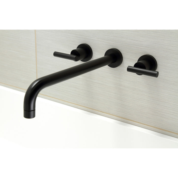 Kingston Sona KS8040CML - Manhattan Two-Handle 3-Hole Wall Mount Tub Faucet, Matte Black