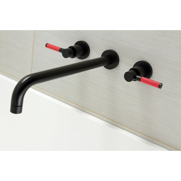 Kingston Sona KS8040DKL - Kaiser Two-Handle 3-Hole Wall Mount Tub Faucet, Matte Black