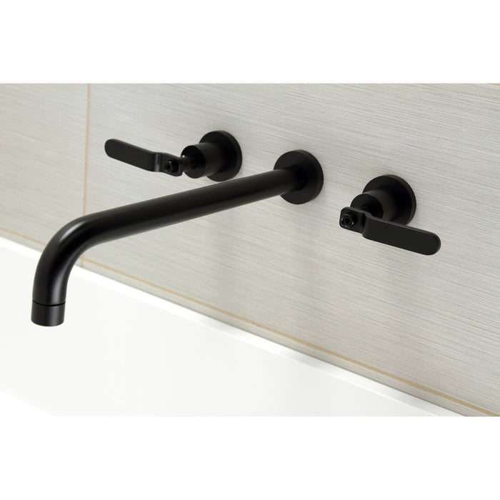 Kingston Sona KS8040KL - Whitaker Two-Handle 3-Hole Wall Mount Tub Faucet, Matte Black