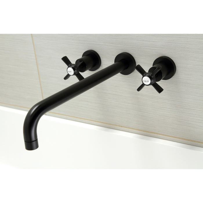 Kingston Sona KS8040ZX - Millennium Two-Handle 3-Hole Wall Mount Tub Faucet, Matte Black